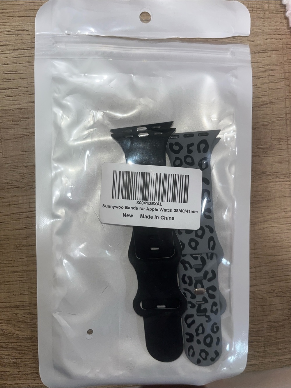 Black and Gray Leopard Silicone Apple Watch Bands (38/40/41mm)